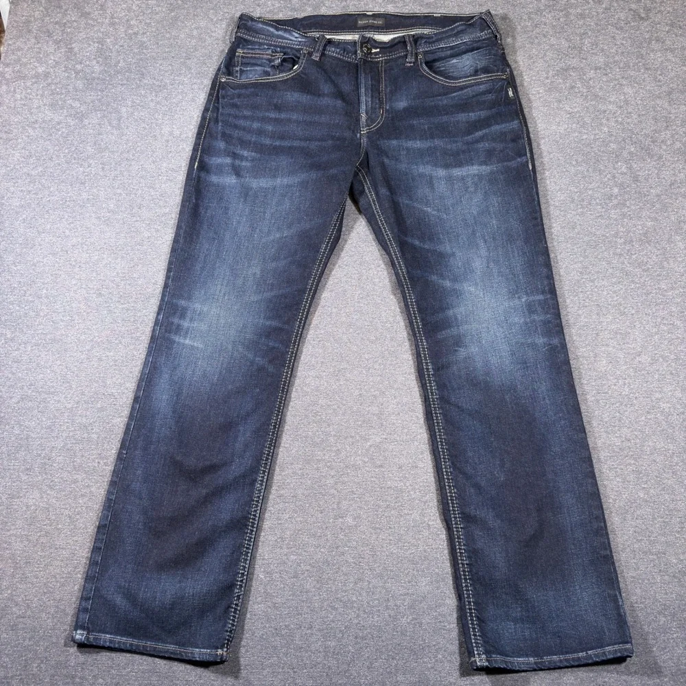 Silver Jeans Allan Men 34x30 Blue Slim Leg Classic Dark Wash Stretch Denim